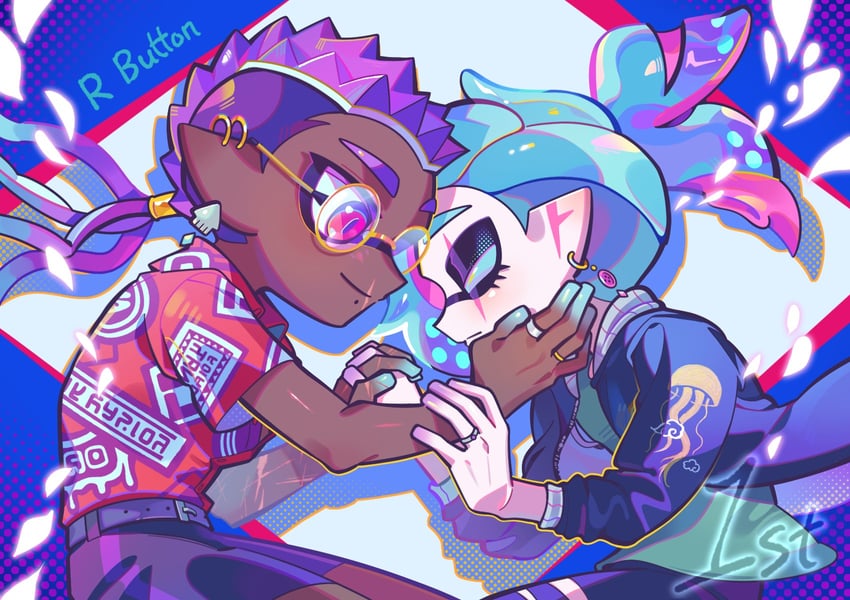 inkling player character and inkling boy (splatoon) drawn by ufo_sw