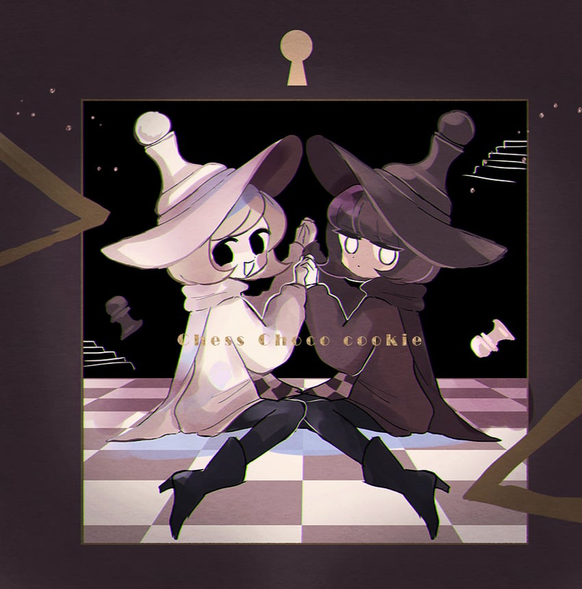 pawn white cookie and pawn black cookie (cookie run and 1 more) drawn by mamimumemo