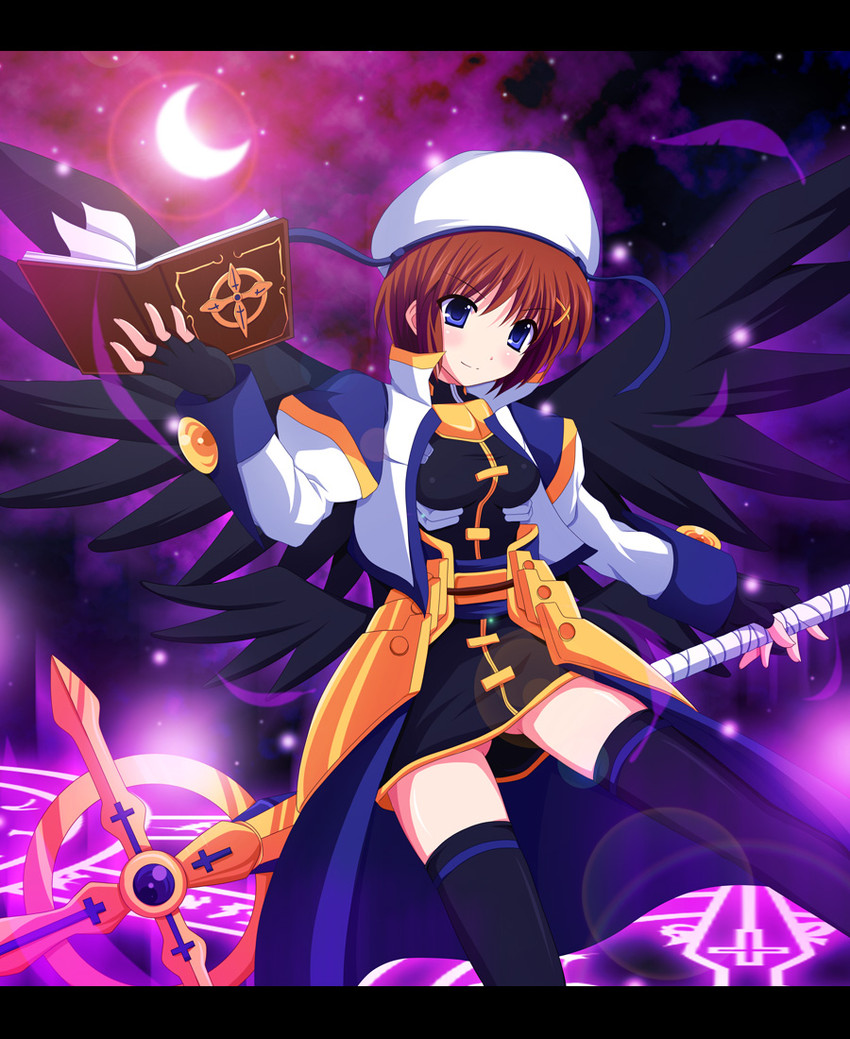 yagami hayate, schwertkreuz, and tome of the night sky (lyrical nanoha and 1 more) drawn by cross_(crossryou)