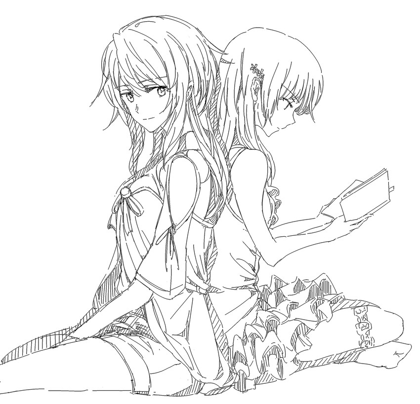 akatsuki kirika and tsukuyomi shirabe (senki zesshou symphogear) drawn by rhapsode