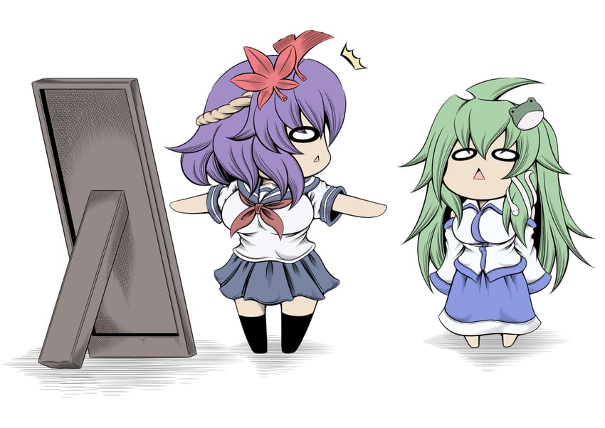 kochiya sanae and yasaka kanako (touhou) drawn by hidefu_kitayan
