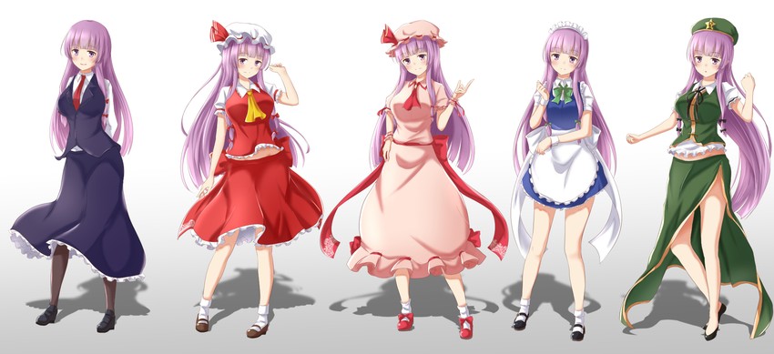 remilia scarlet, flandre scarlet, izayoi sakuya, patchouli knowledge, hong meiling, and 1 more (touhou) drawn by ram_hachimin