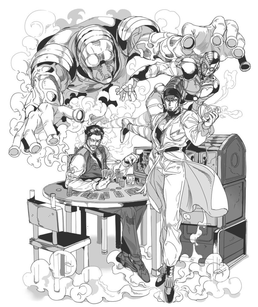 terence t. d'arby, daniel j. d'arby, atum, and osiris (jojo no kimyou na bouken and 1 more) drawn by inzup