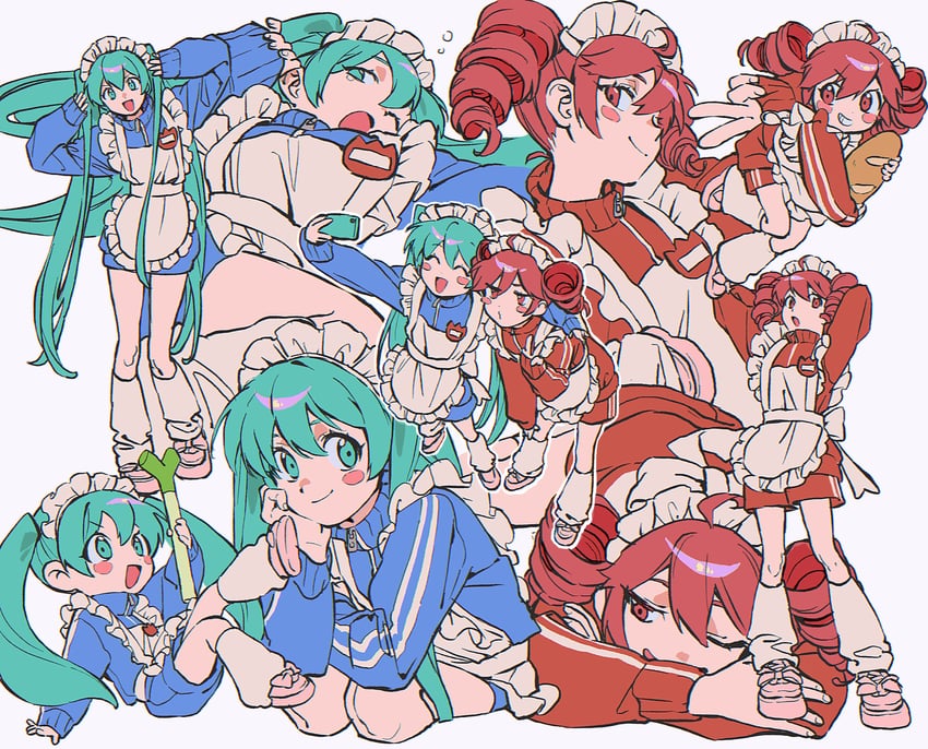 hatsune miku and kasane teto (vocaloid and 2 more) drawn by ka_4maki