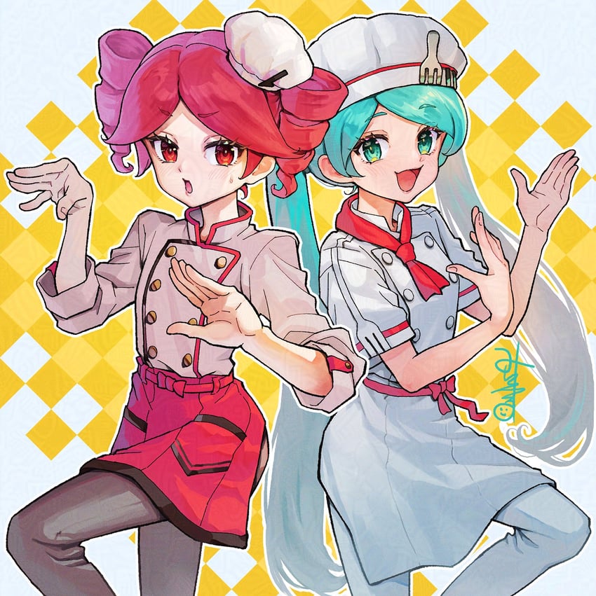 hatsune miku and kasane teto (vocaloid and 3 more) drawn by minimaru
