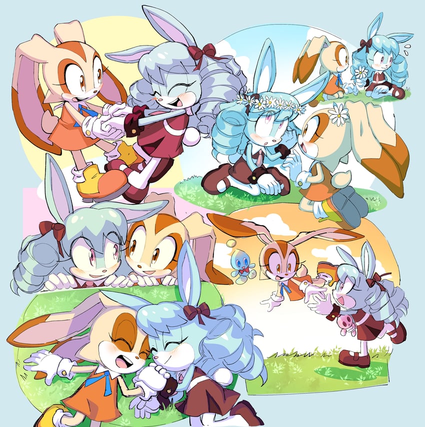 cream the rabbit, neutral chao, cheese, and anya the rabbit (original and 1 more) drawn by drawloverlala