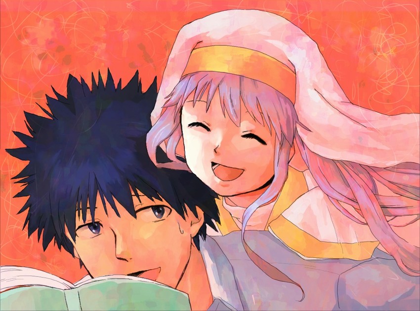 kamijou touma and index (toaru majutsu no index) drawn by tubu_pota