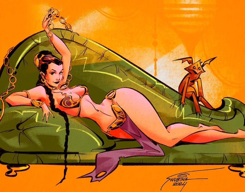 princess leia, huttslayer leia, and salacious crumb (star wars and 1 more) drawn by sveta_shubina