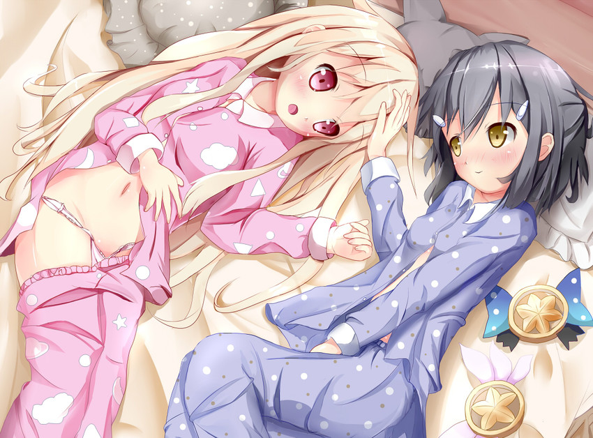 illyasviel von einzbern, miyu edelfelt, magical ruby, and magical sapphire (fate and 1 more) drawn by natuna_natu