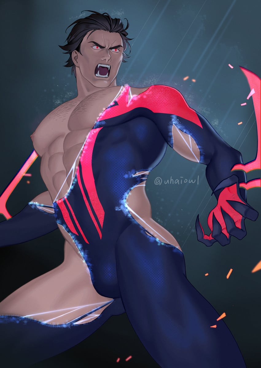 miguel o'hara and spider-man (marvel and 2 more) drawn by uhai