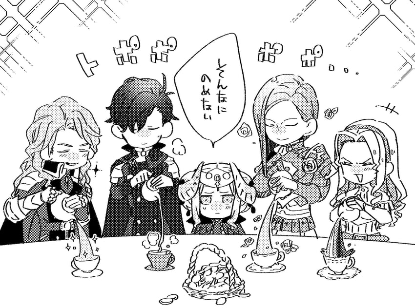 edelgard von hresvelg, hubert von vestra, ferdinand von aegir, constance von nuvelle, and lorenz hellman gloucester (fire emblem and 1 more) drawn by illust_mi
