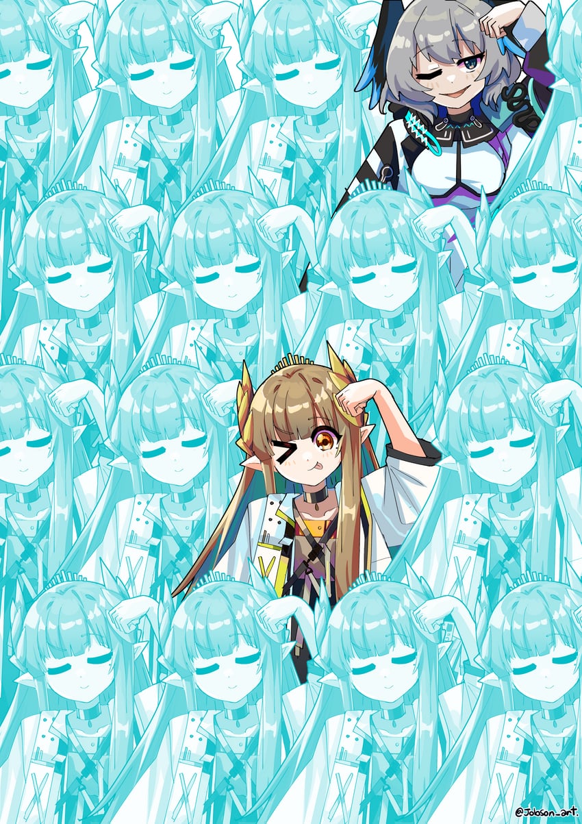 ho'olheyak, muelsyse, and flowing shape (arknights) drawn by sleepyowl_(jobkung15)