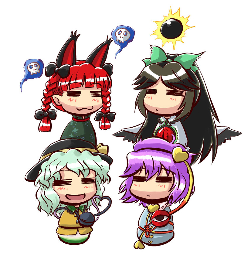 komeiji koishi, komeiji satori, kaenbyou rin, and reiuji utsuho (touhou) drawn by sasuke_(sasuke_no_sato)