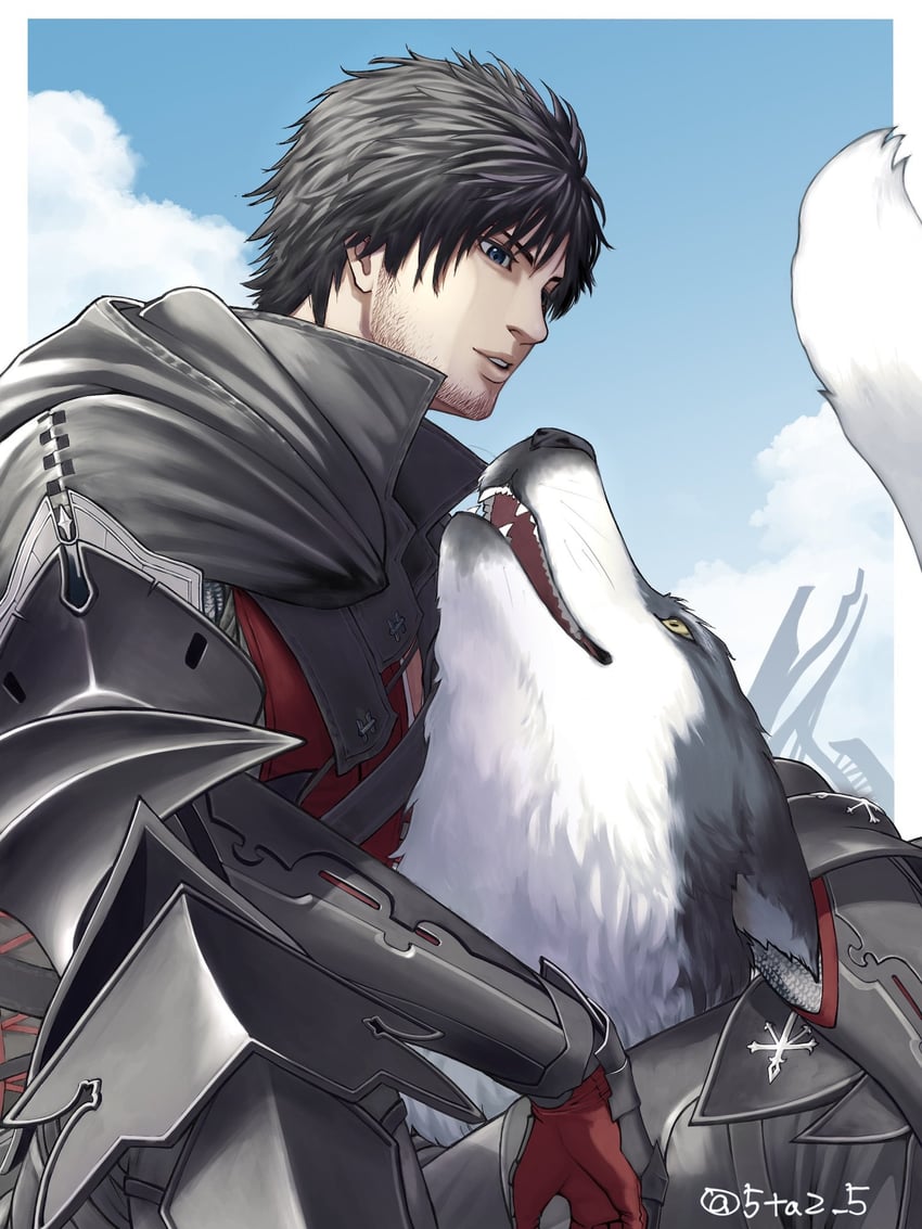 clive rosfield and torgal (final fantasy and 1 more) drawn by 5tatsu