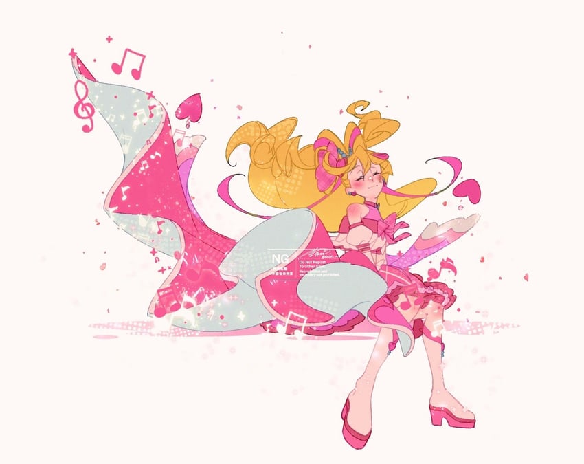 sakura uta and cure idol (precure and 1 more) drawn by aoi_tete