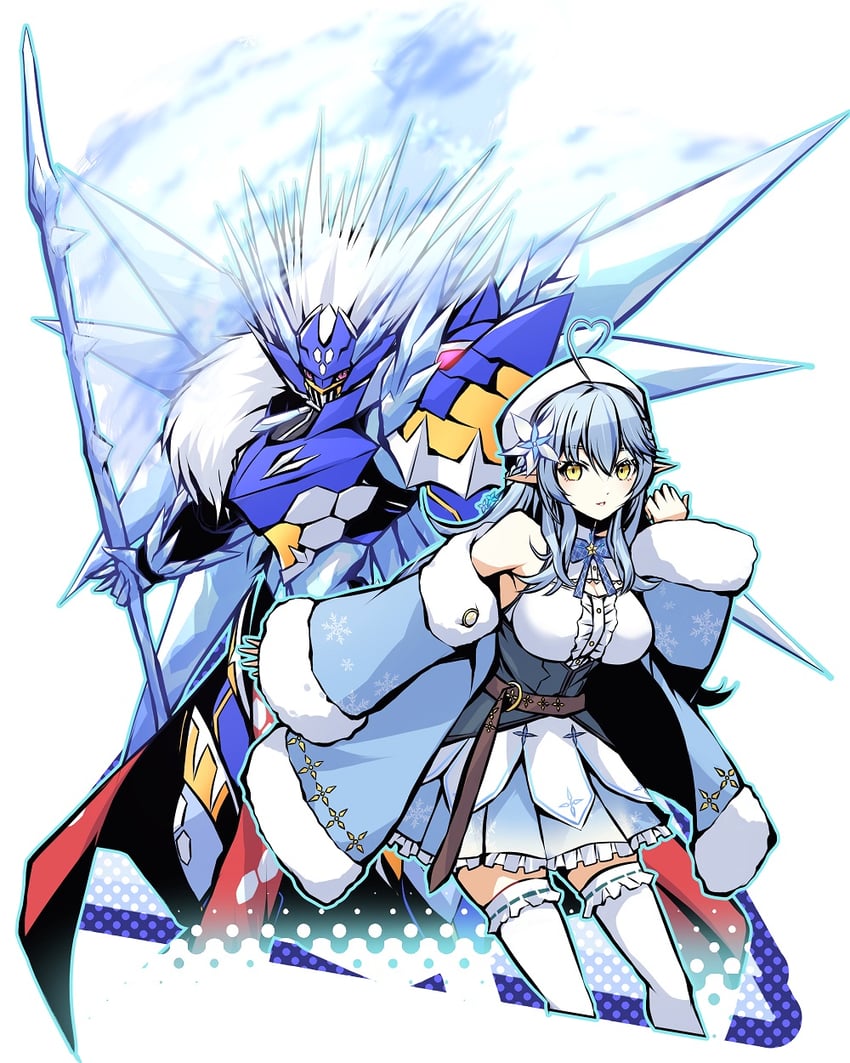 yukihana lamy and hexeblaumon (hololive and 1 more) drawn by mitosupa_(qsiqydfz7nesh9w)