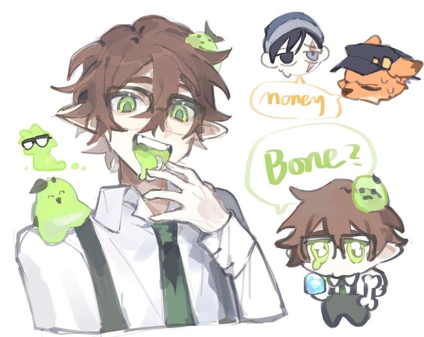 kujo jotaro, quackity, slimecicle, and fundy (jojo no kimyou na bouken and 3 more) drawn by umikuri
