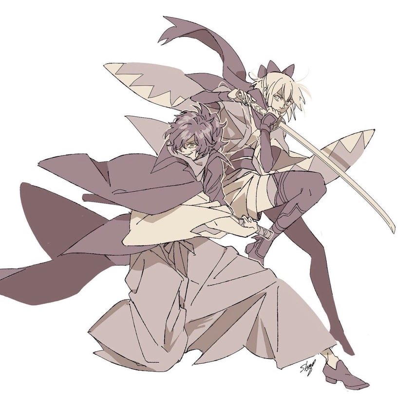 okita souji and okada izou (fate and 1 more) drawn by shamoroku