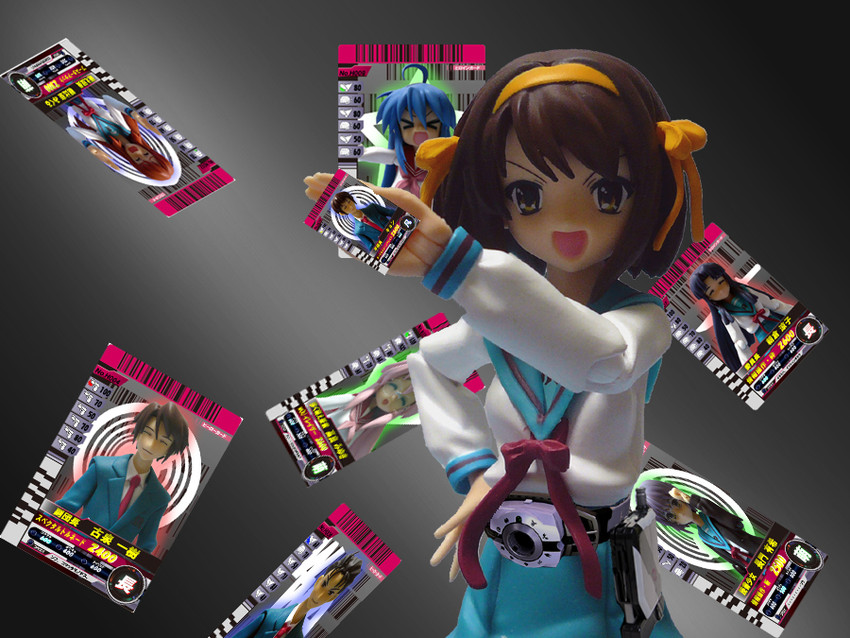 suzumiya haruhi, izumi konata, asahina mikuru, kyon, asakura ryoko, and 3 more (suzumiya haruhi no yuuutsu and 3 more)