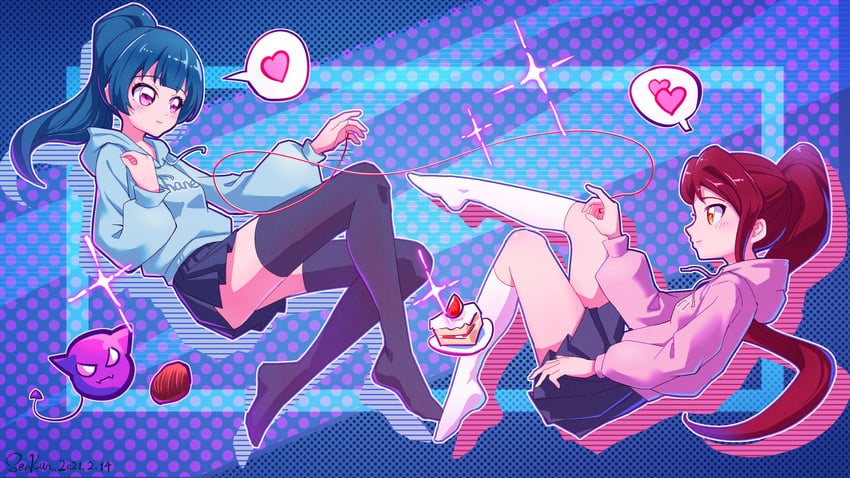 tsushima yoshiko and sakurauchi riko (love live! and 1 more) drawn by senkun