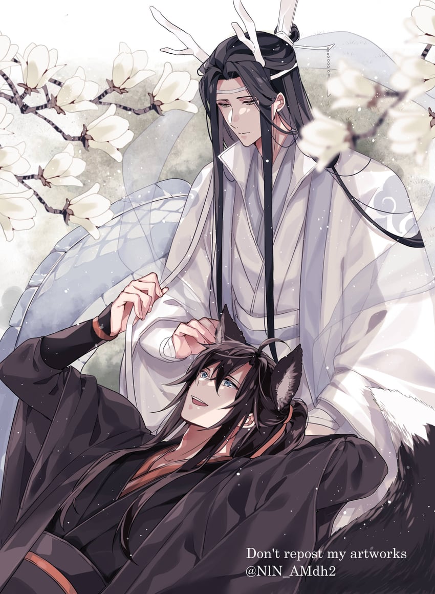 wei wuxian and lan wangji (modao zushi) drawn by hyottokoane