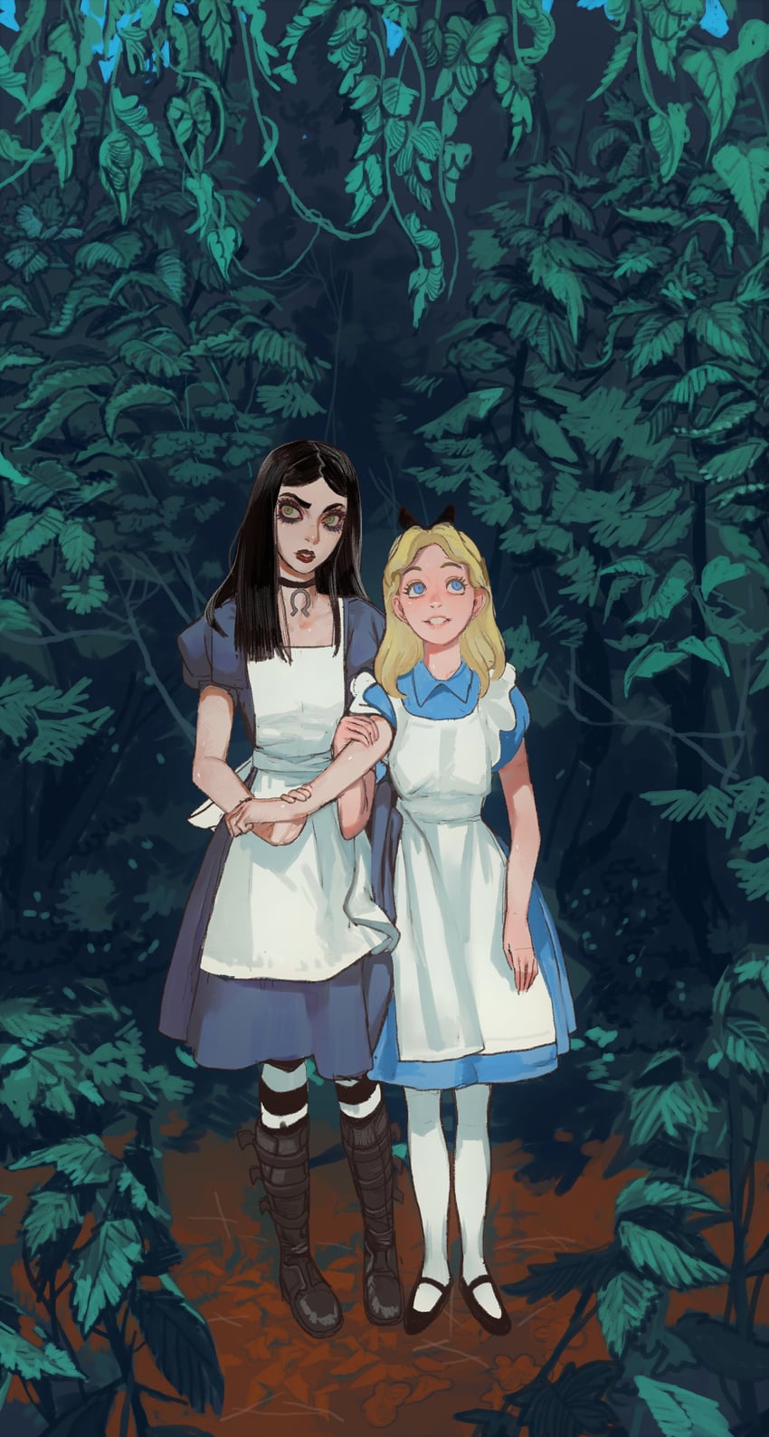 alice liddell and alice (american mcgee's alice and 1 more) drawn by mossacannibalis