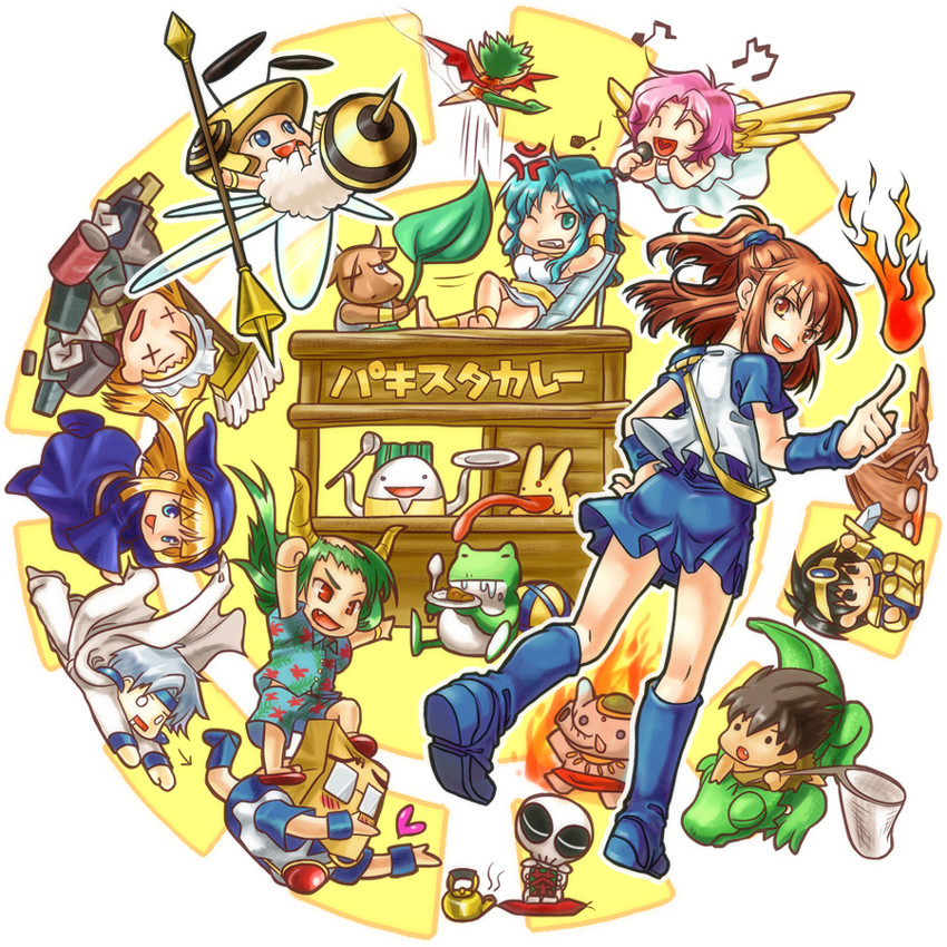 arle nadja, puyo, draco centauros, witch, schezo wegey, and 14 more (puyopuyo) drawn by gunguniru