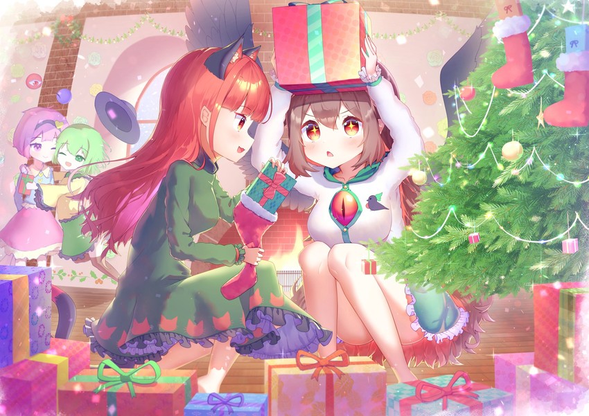 komeiji koishi, komeiji satori, kaenbyou rin, and reiuji utsuho (touhou) drawn by kiramarukou