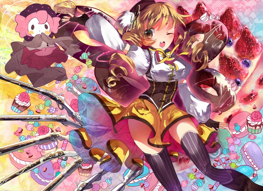 tomoe mami and charlotte (mahou shoujo madoka magica) drawn by hoshika_ranoe
