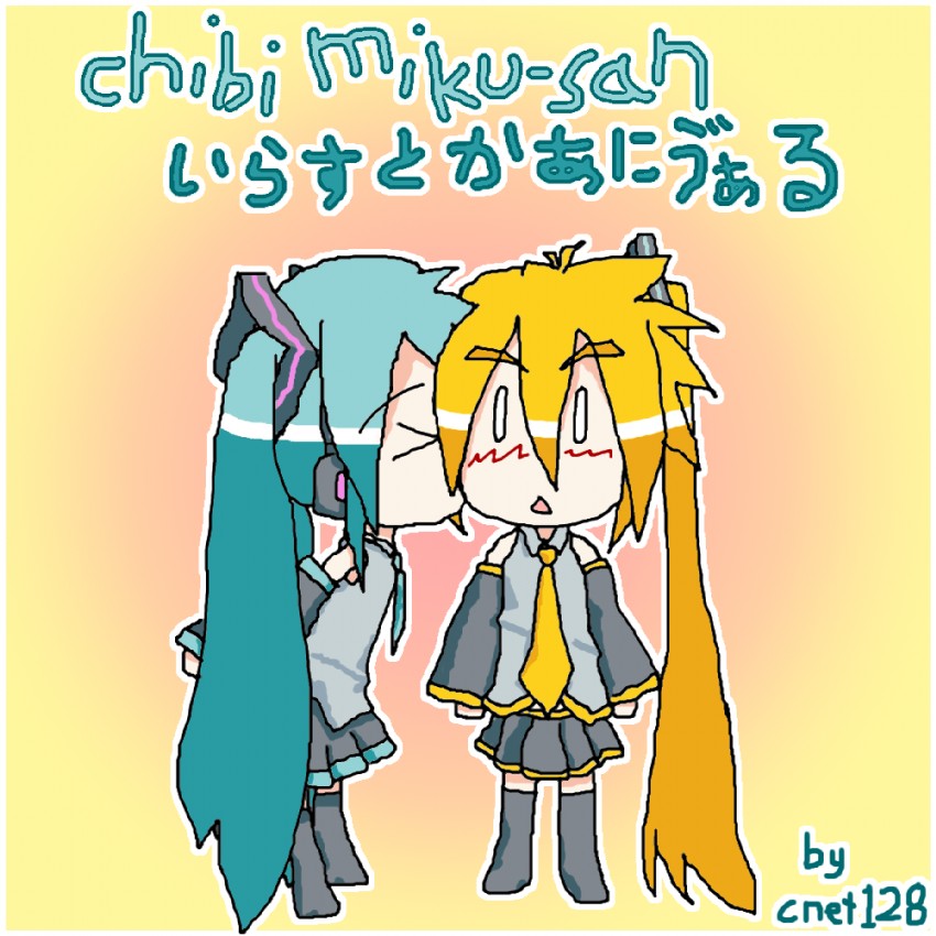 hatsune miku, akita neru, and chibi miku (vocaloid) drawn by cnet128