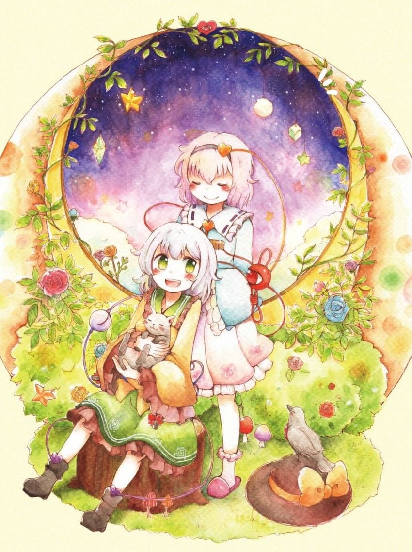 komeiji koishi, komeiji satori, kaenbyou rin, and reiuji utsuho (touhou) drawn by shiro_tsugumi