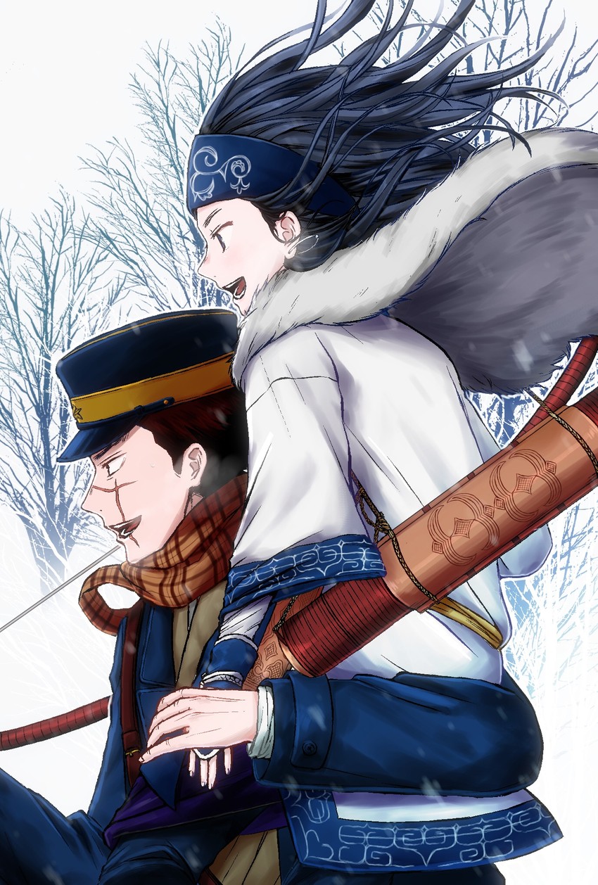 sugimoto saichi and asirpa (golden kamuy) drawn by rockwell_eyes