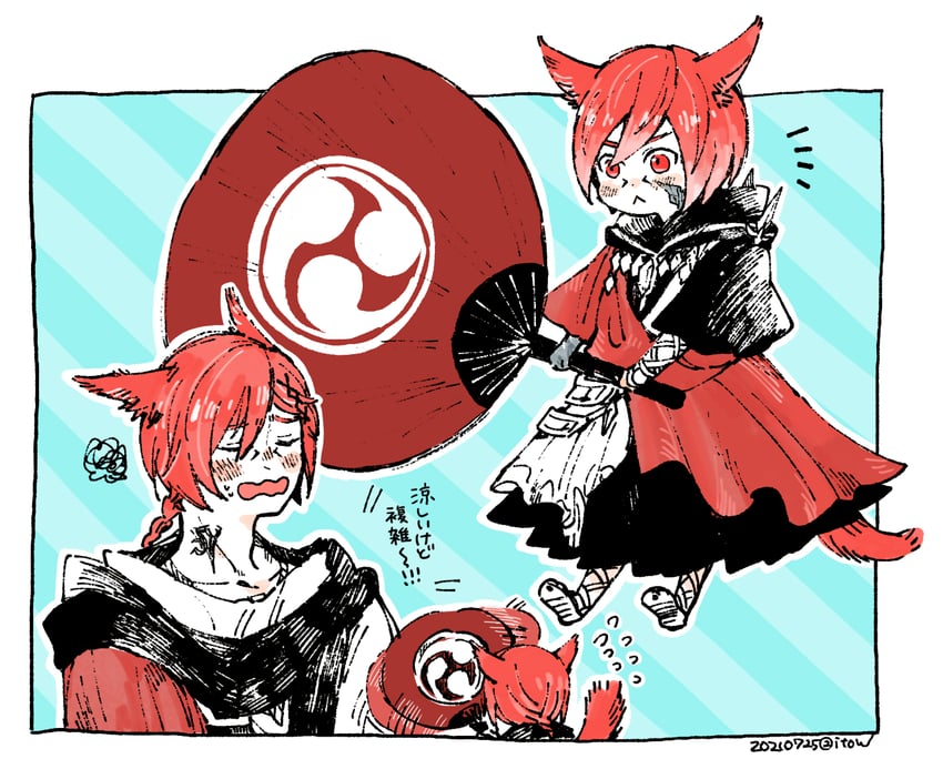 g'raha tia and crystal exarch (final fantasy and 1 more) drawn by itowo_(itowc)