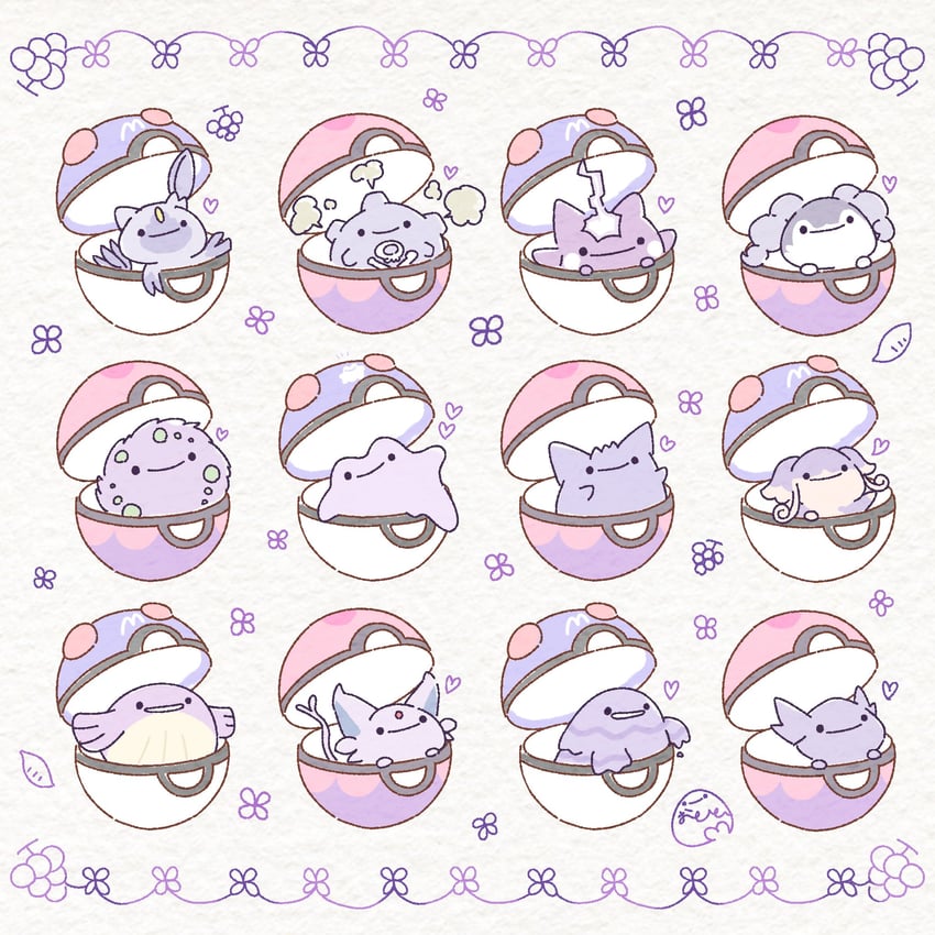 gengar, espeon, ditto, sableye, koffing, and 7 more (pokemon) drawn by ototo_(otokameseimen)