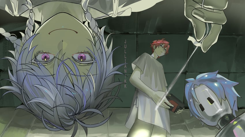 machina x flayon, regis altare, and octavio (holostars and 1 more) drawn by jullian_kk