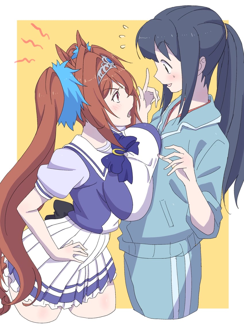 trainer, daiwa scarlet, and female trainer (umamusume) drawn by powerhamuhamu