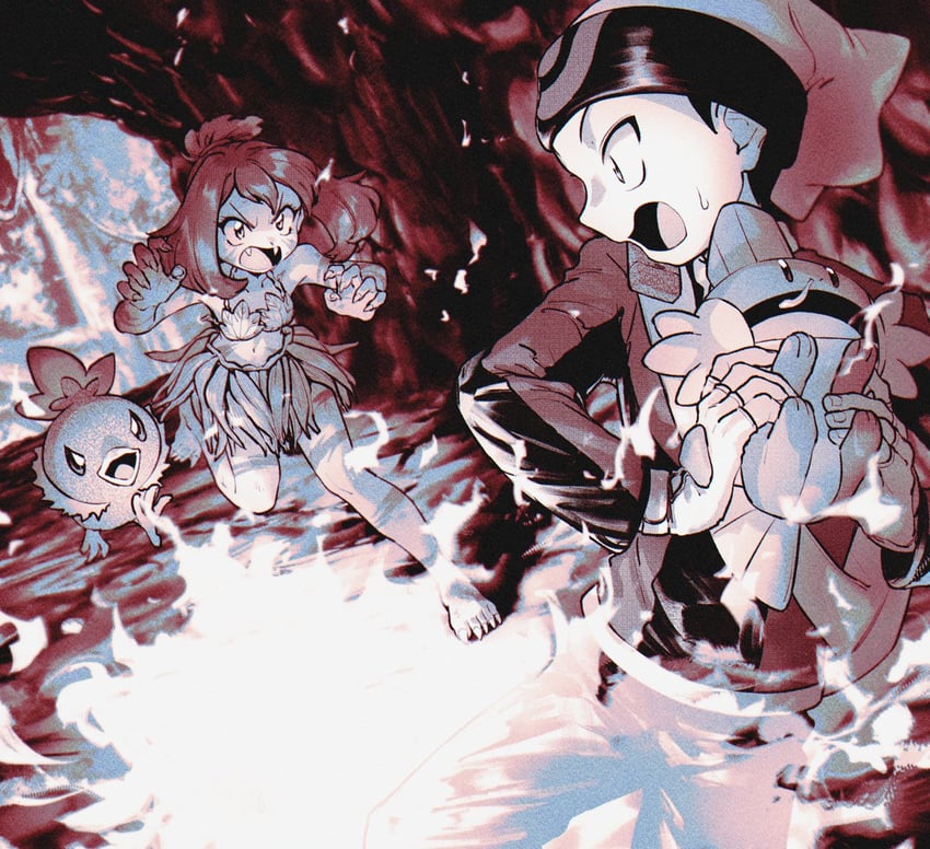 may, brendan, torchic, and mudkip (pokemon and 1 more) drawn by funabara_(sksn_herb)