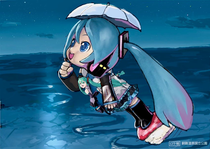 hatsune miku, mikudayo, and chibi miku (vocaloid and 1 more) drawn by mayo_riyo
