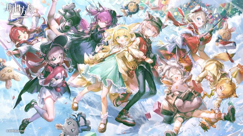 suzuran, sussurro, myrtle, shamare, vermeil, and 3 more (arknights) drawn by jell_(jell_y_fish)