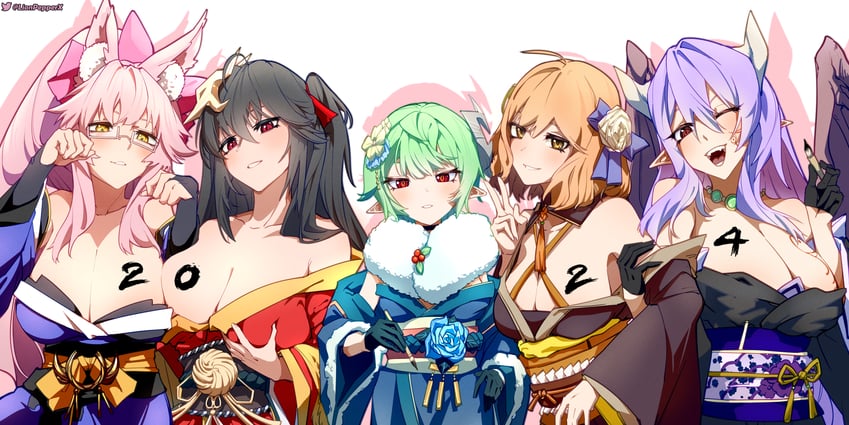 tamamo, tamamo no mae, taihou, koyanskaya, anis, and 2 more (fate and 6 more) drawn by lei_si_te