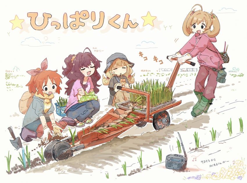 ichinose shiki, futaba anzu, abe nana, and sato shin (idolmaster and 1 more) drawn by nendo23