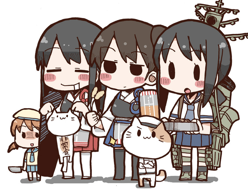 admiral, kaga, akagi, fubuki, and error musume (kantai collection) drawn by adomi