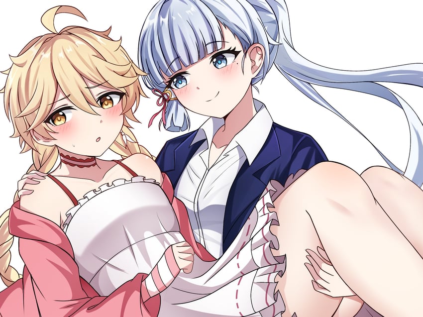 aether and kamisato ayaka (genshin impact) drawn by midori_(midori13579)