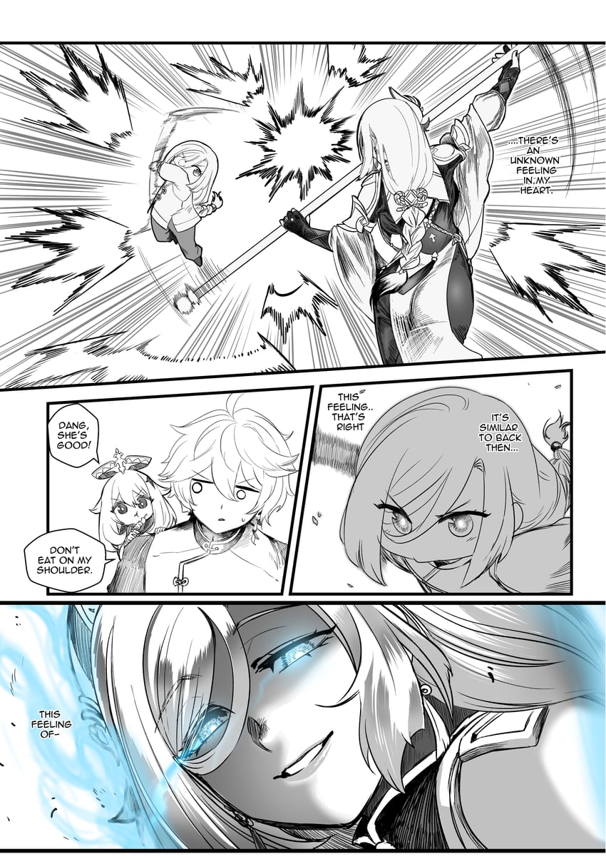 aether, paimon, and shenhe (genshin impact) drawn by aepuru_arts