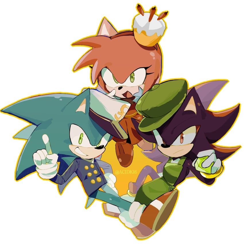 sonic the hedgehog, shadow the hedgehog, and amy rose (sonic and 1 more) drawn by acidki6