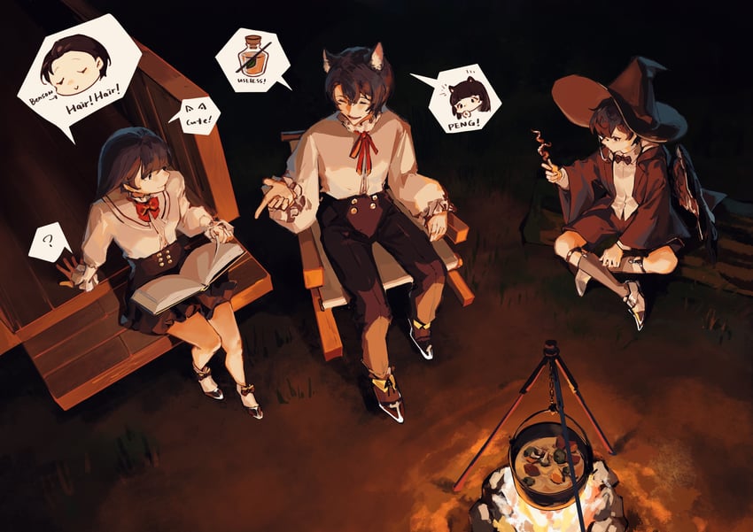 klein moretti, amon, melissa moretti, and benson moretti (lord of the mysteries) drawn by amepolysaccharides