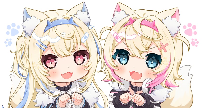 fuwawa abyssgard and mococo abyssgard (hololive and 1 more) drawn by ashikawa_shiho
