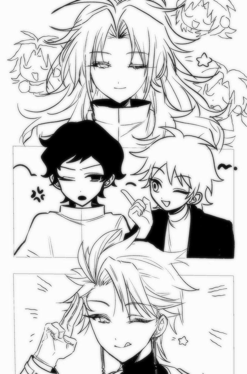 hatsutori hajime, utsugi noriyuki, harada minoru, and theodore riddle (saibou shinkyoku) drawn by popen