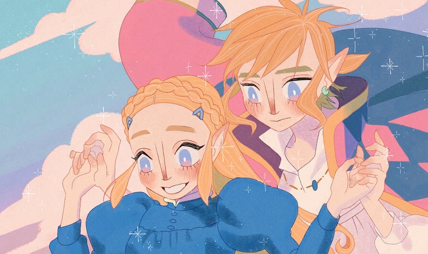 link, princess zelda, howl pendragon, and sophie hatter (the legend of zelda and 2 more) drawn by sue_kim