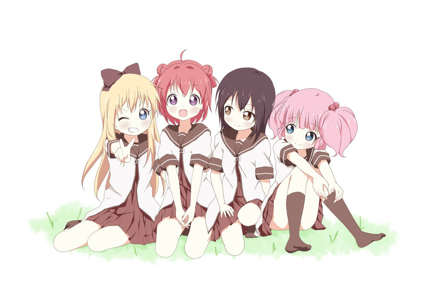 toshinou kyouko, akaza akari, funami yui, and yoshikawa chinatsu (yuruyuri) drawn by toma_(shinozaki)